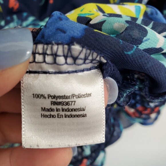 A.n.a Womens Floral Print Sheer Blouse Top Plus Size 2X Blue 3/4 Sleeve‎ V-Neck - Picture 11 of 14